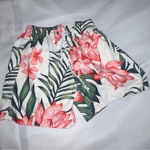 New Shein men tropical print drawstring waist swim trunks